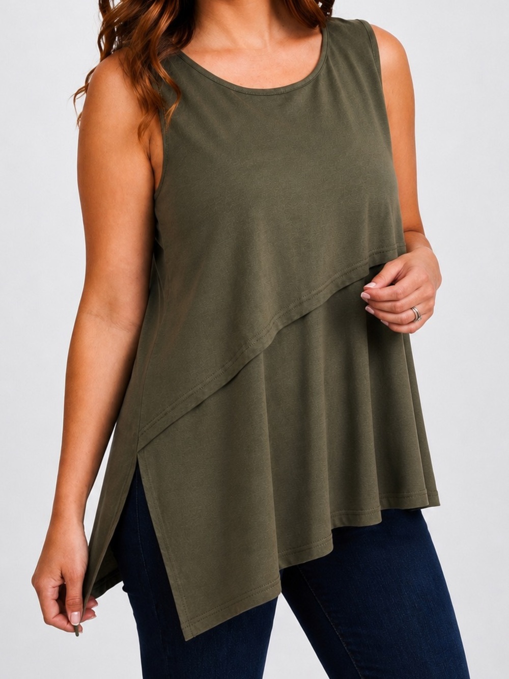 Latched Mama Side Tie Nursing Tank Top Olive Green Breastfeeding Maternity S #27